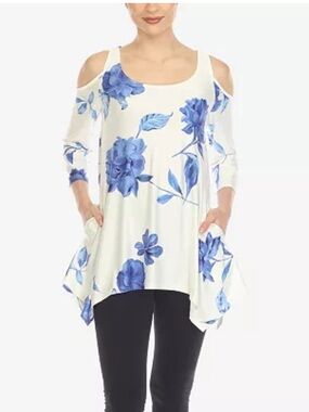 NEW WITH TAGS! White Mark Cold-Shoulder Floral Tunic Size Medium. From Macy’s.